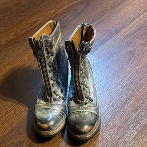 Freebird Distressed Black Leather Combat Boots